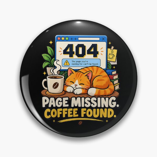 Item preview, 404 Page Missing Coffee Found Cute Cat Programmer Humor designed and sold by VioletNance.