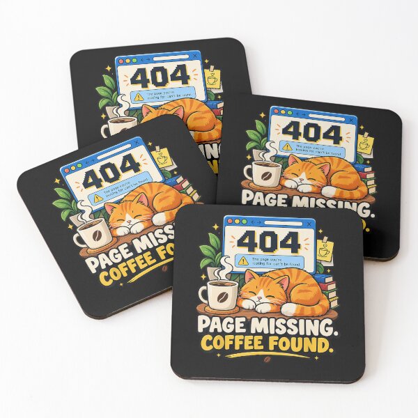 Item preview, 404 Page Missing Coffee Found Cute Cat Programmer Humor designed and sold by VioletNance.
