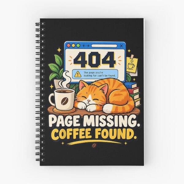 Item preview, 404 Page Missing Coffee Found Cute Cat Programmer Humor designed and sold by VioletNance.