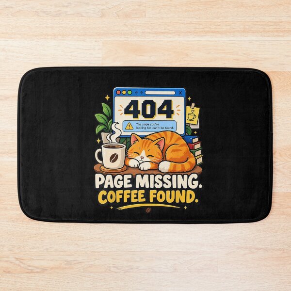Item preview, 404 Page Missing Coffee Found Cute Cat Programmer Humor designed and sold by VioletNance.