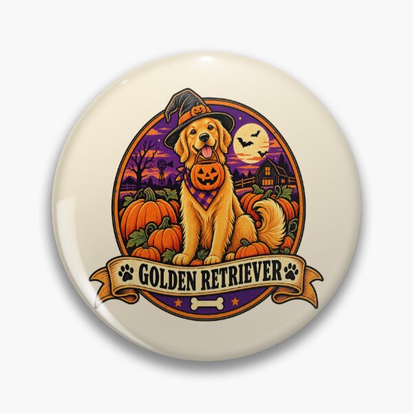Item preview, Golden Retriever Halloween Shirt – Cute Pumpkin Patch Retro Dog Badge Design designed and sold by Globalcitytees.