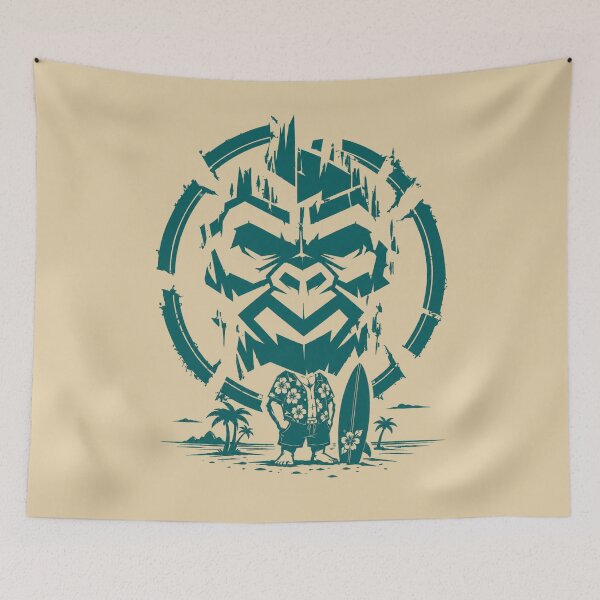Item preview, Hawaiian Surf Gorilla - Tropical Beach Surfing Streetwear designed and sold by JonelCrafts.