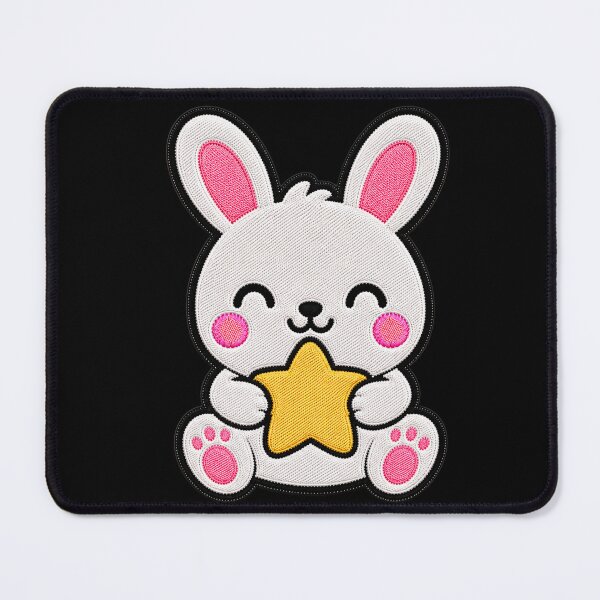 Item preview, Cute Bunny Holding Yellow Star Kawaii Embroidery Patch designed and sold by ColorSplash123.