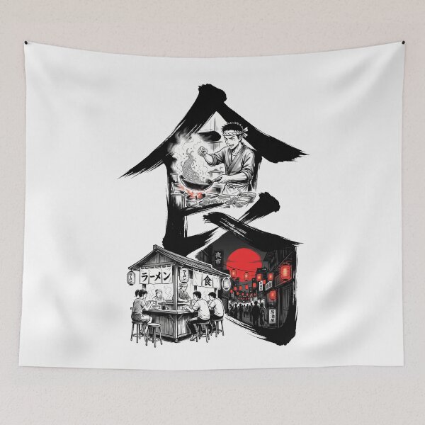Item preview, Japanese Ramen Chef Food Stall Night Market Kanji Manga Aesthetic designed and sold by mood-draftsman.