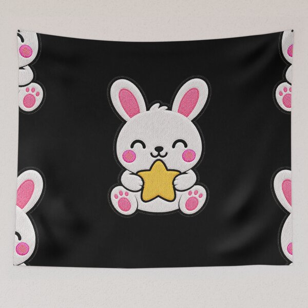 Item preview, Cute Bunny Holding Yellow Star Kawaii Embroidery Patch designed and sold by ColorSplash123.