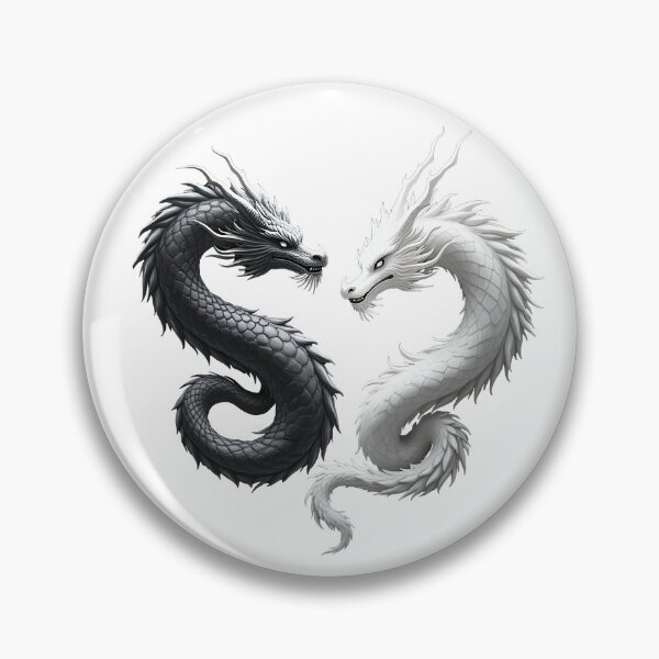 Item preview, Yin Yang Dragon Balance – Black and White Fantasy Dragon Art designed and sold by Fetraus.