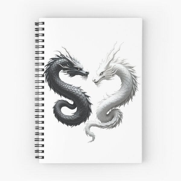 Item preview, Yin Yang Dragon Balance – Black and White Fantasy Dragon Art designed and sold by Fetraus.