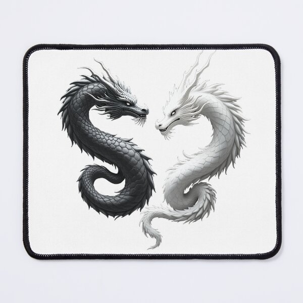 Item preview, Yin Yang Dragon Balance – Black and White Fantasy Dragon Art designed and sold by Fetraus.
