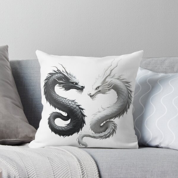 Item preview, Yin Yang Dragon Balance – Black and White Fantasy Dragon Art designed and sold by Fetraus.