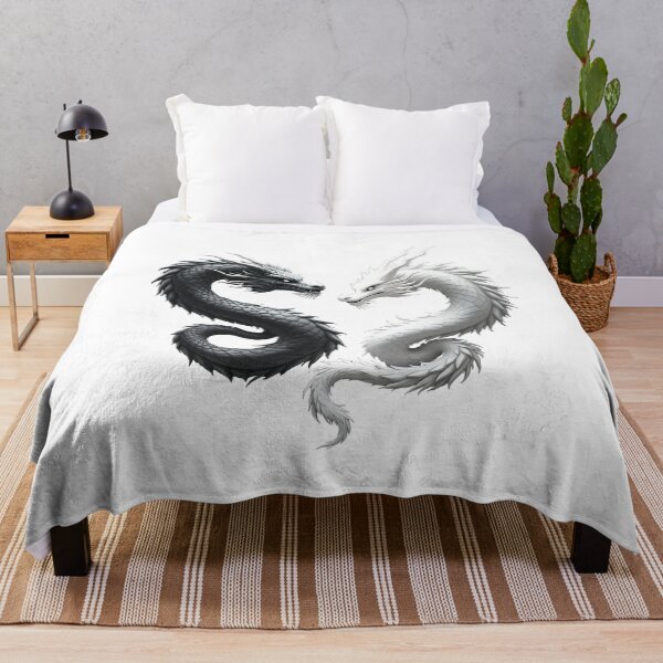 Item preview, Yin Yang Dragon Balance – Black and White Fantasy Dragon Art designed and sold by Fetraus.