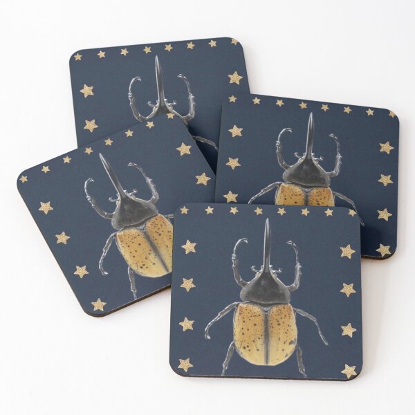 Item preview, Celestial Hercules Beetle & Gold Stars - Dark Academic Navy Blue designed and sold by BrontesWhimsyStore.