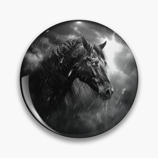 Item preview, Black Stallion in Thunderstorm Dramatic Horse and Lightning Art designed and sold by inkoutninja.