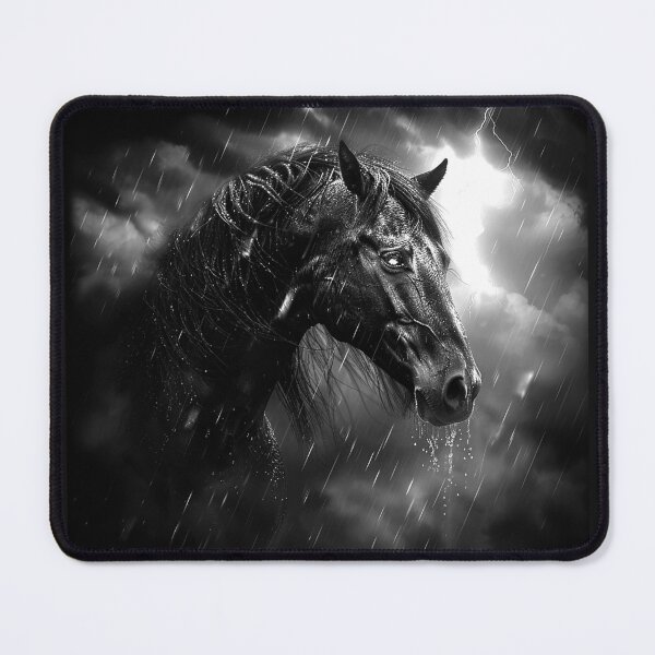 Item preview, Black Stallion in Thunderstorm Dramatic Horse and Lightning Art designed and sold by inkoutninja.