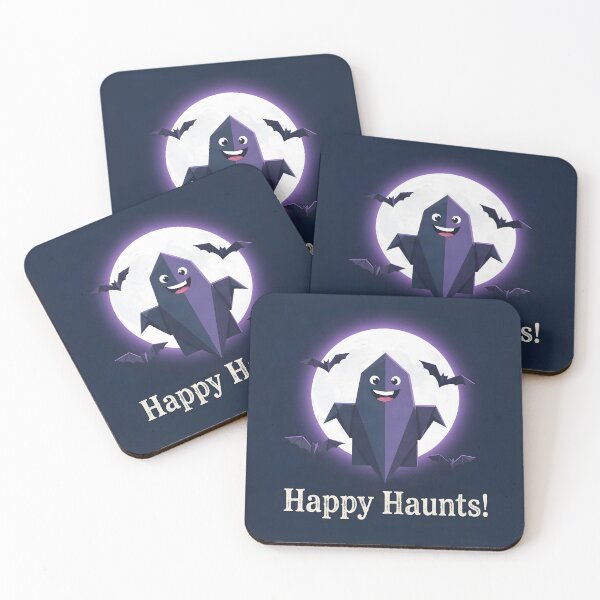 Item preview, Happy Haunts Cute Purple Ghost Full Moon Bats  designed and sold by Marcu Ioachim.