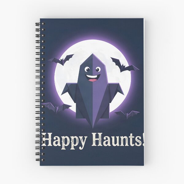Item preview, Happy Haunts Cute Purple Ghost Full Moon Bats  designed and sold by Marcu Ioachim.