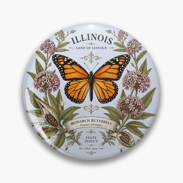 Item preview, Illinois in Bloom Monarch and Milkweed designed and sold by taiche.