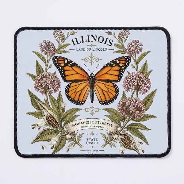 Item preview, Illinois in Bloom Monarch and Milkweed designed and sold by taiche.