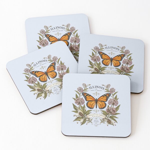 Item preview, Illinois in Bloom Monarch and Milkweed designed and sold by taiche.