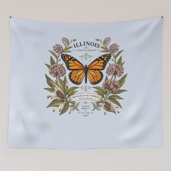 Item preview, Illinois in Bloom Monarch and Milkweed designed and sold by taiche.