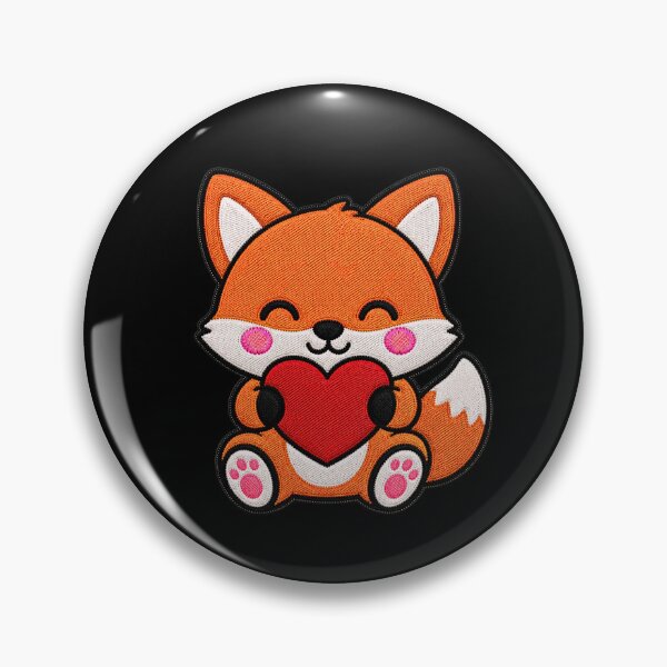 Item preview, Cute Fox Holding Red Heart Kawaii Embroidery Patch designed and sold by ColorSplash123.