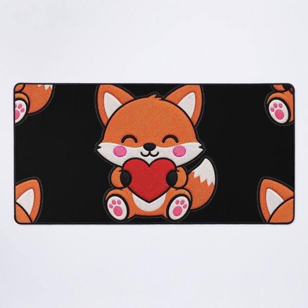 Item preview, Cute Fox Holding Red Heart Kawaii Embroidery Patch designed and sold by ColorSplash123.