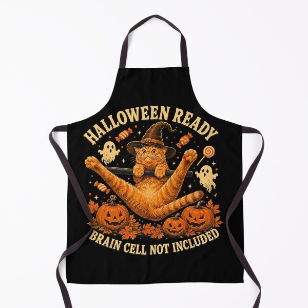 Item preview, Halloween Ready Brain Cell Not Included Funny Orange Cat designed and sold by VioletNance.