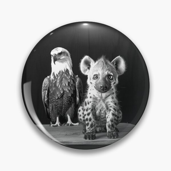 Item preview, Bald Eagle and Hyena Cub Unlikely Wildlife Duo Portrait designed and sold by inkoutninja.