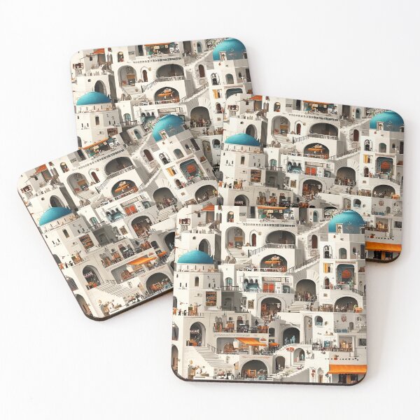Item preview, An Architectural Layers of a Mediterranean Village Showcasing Lively Markets and Cozy Gatherings designed and sold by Matt_Smith.