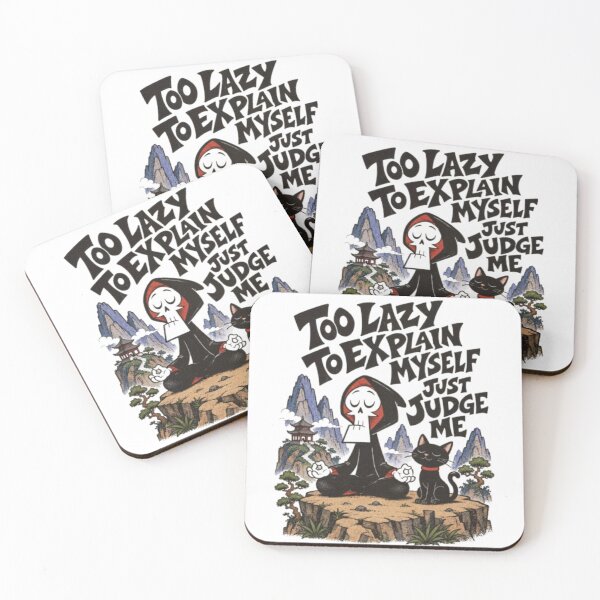 Item preview, Too Lazy to Explain – Meditating Skeleton Retro Cartoon Poster designed and sold by WATEKE.