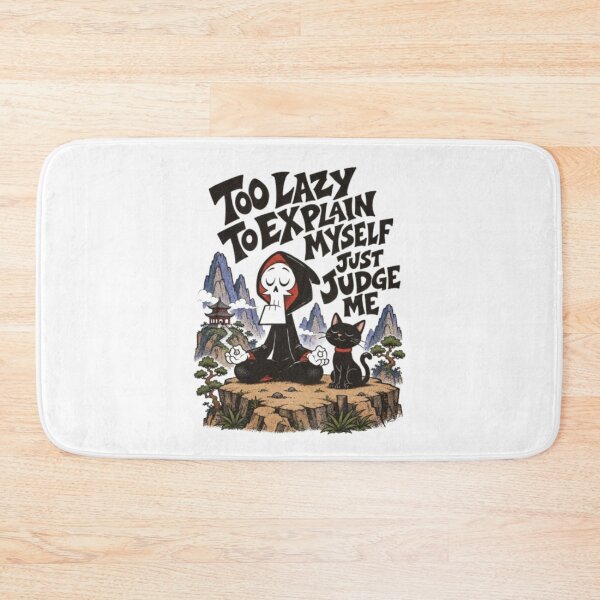 Item preview, Too Lazy to Explain – Meditating Skeleton Retro Cartoon Poster designed and sold by WATEKE.