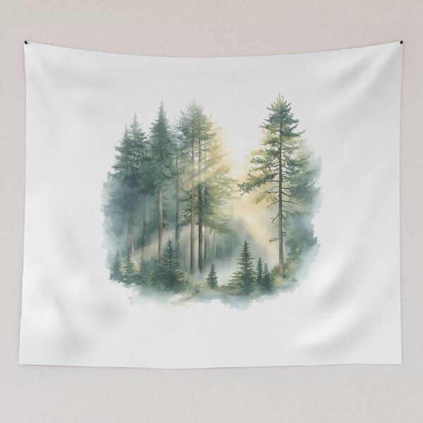 Item preview, Watercolor Pine Forest Shirt, Misty Woodland Nature Graphic Tee, Mountain Wilderness Aesthetic Outdoor Gift designed and sold by howsamluca.
