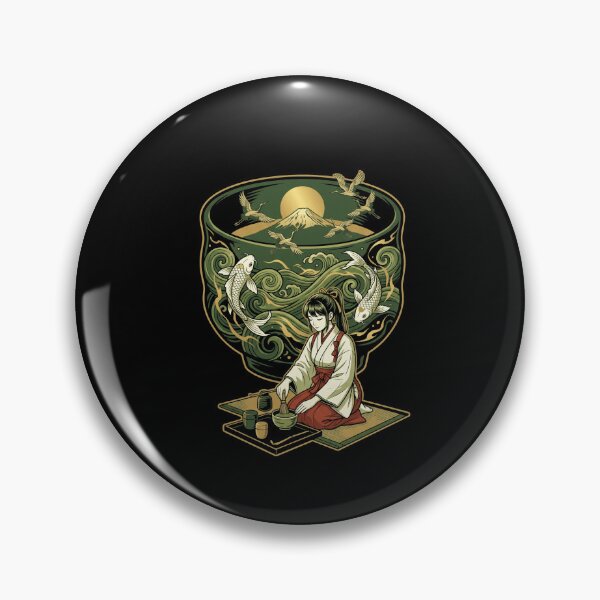 Item preview, Japanese Matcha Tea Ceremony Miko Crane Mount Fuji Koi Pond Aesthetic designed and sold by mood-draftsman.
