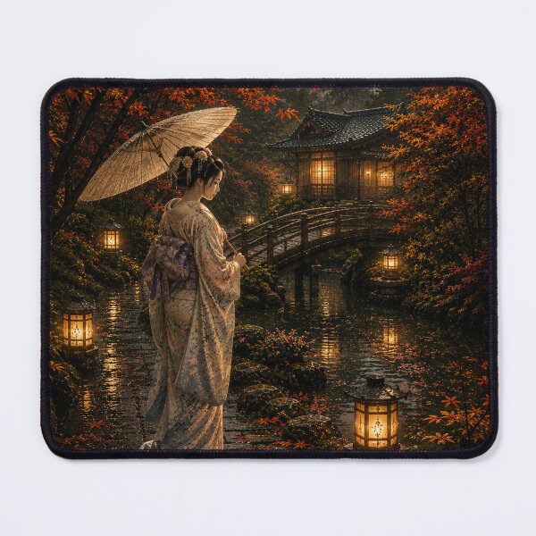 Item preview, Japanese Autumn Garden – Geisha under the Golden Lanterns designed and sold by ZYVARENNE.