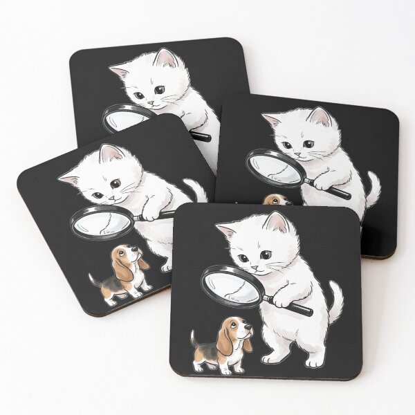 Item preview, Cute Detective White Cat with Magnifying Glass designed and sold by ZoneMerch.