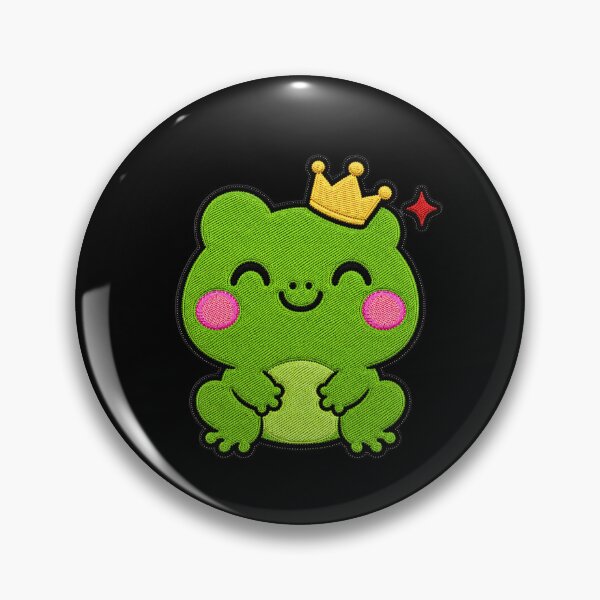Item preview, Cute Frog Wearing Yellow Crown Kawaii Embroidery Patch designed and sold by ColorSplash123.