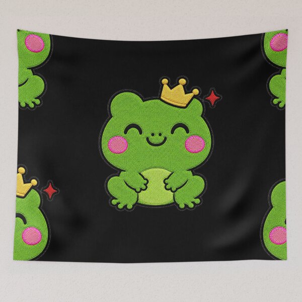 Item preview, Cute Frog Wearing Yellow Crown Kawaii Embroidery Patch designed and sold by ColorSplash123.