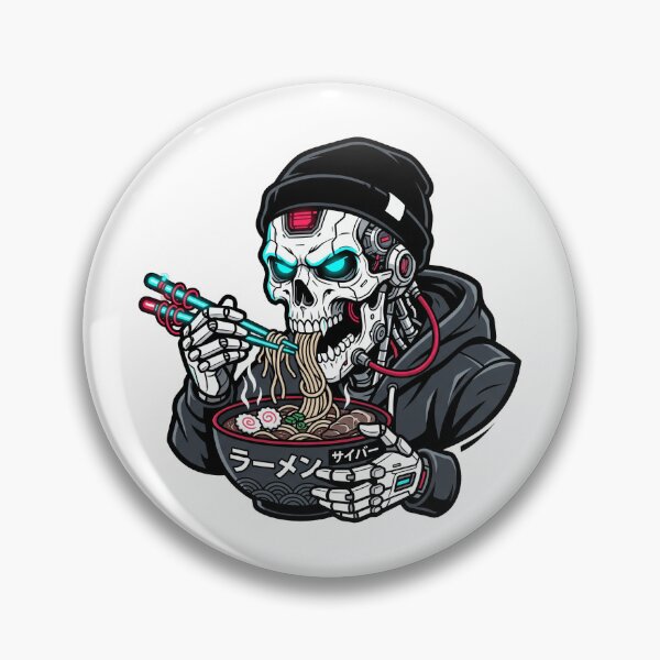Item preview, Cyberpunk Cyborg Skull Eating Ramen Japanese Streetwear Aesthetic designed and sold by mood-draftsman.