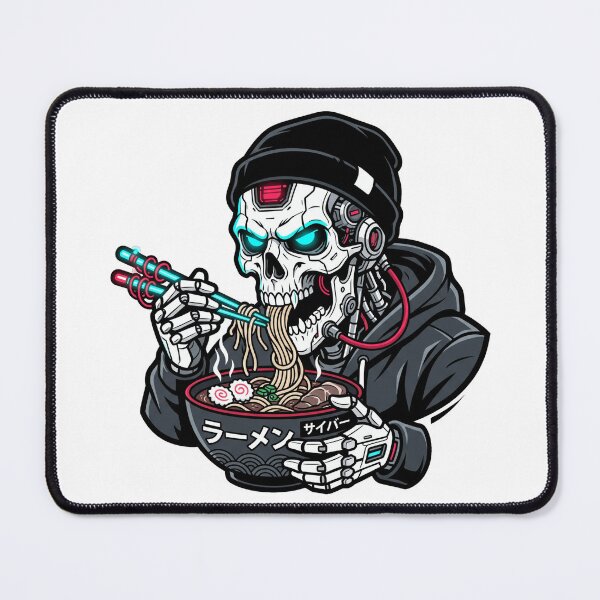 Item preview, Cyberpunk Cyborg Skull Eating Ramen Japanese Streetwear Aesthetic designed and sold by mood-draftsman.