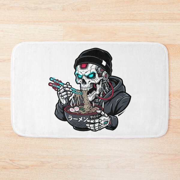 Item preview, Cyberpunk Cyborg Skull Eating Ramen Japanese Streetwear Aesthetic designed and sold by mood-draftsman.