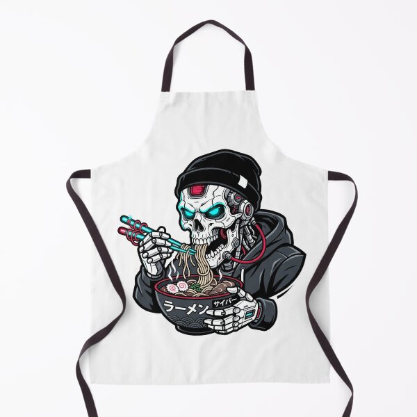 Item preview, Cyberpunk Cyborg Skull Eating Ramen Japanese Streetwear Aesthetic designed and sold by mood-draftsman.