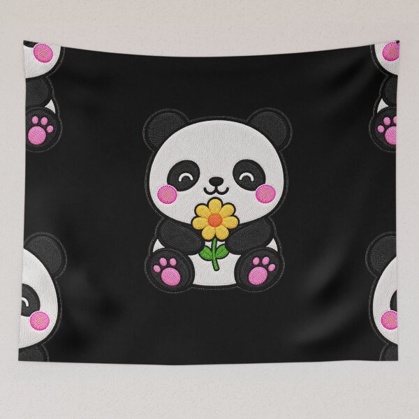 Item preview, Cute Panda Holding Yellow Flower Kawaii Embroidery Patch designed and sold by ColorSplash123.