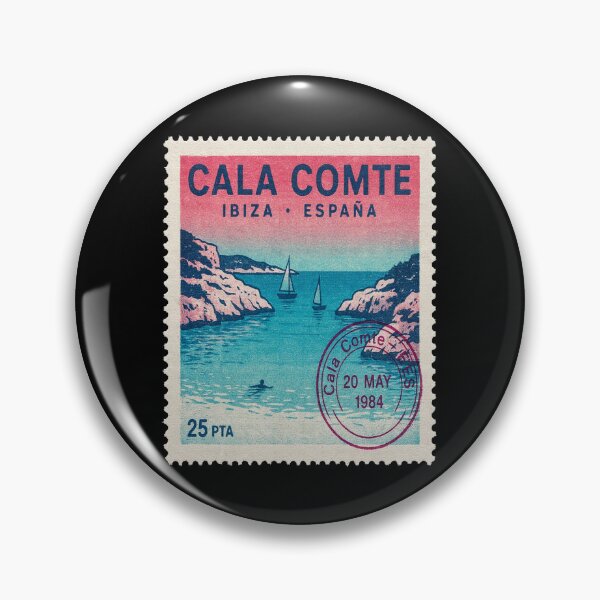 Item preview, Cala Comte Ibiza Retro 1980s Turquoise Stamp Sticker designed and sold by stickercuffs.