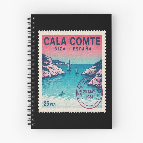 Item preview, Cala Comte Ibiza Retro 1980s Turquoise Stamp Sticker designed and sold by stickercuffs.