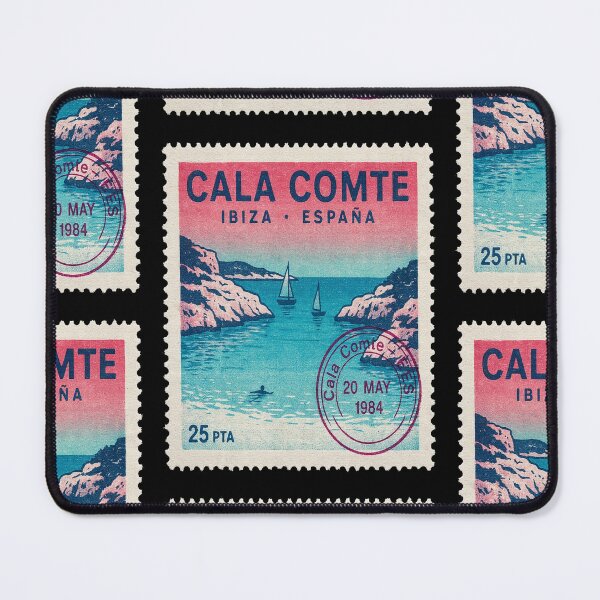 Item preview, Cala Comte Ibiza Retro 1980s Turquoise Stamp Sticker designed and sold by stickercuffs.