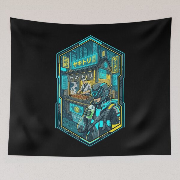 Item preview, Cyberpunk Yakitori Street Food Neo Tokyo Anime Techwear Aesthetic designed and sold by mood-draftsman.