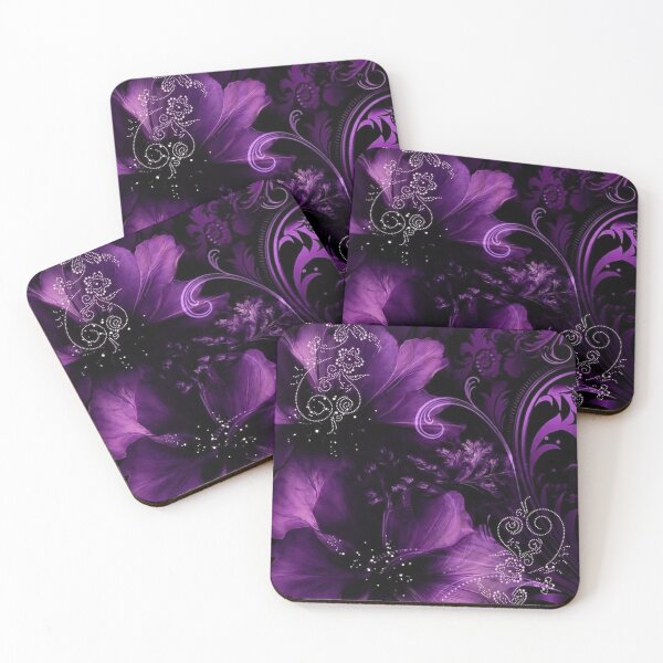 Item preview, Dark Purple Floral Filigree - Frutiger Metro & Gothic Whimsigoth designed and sold by BrontesWhimsyStore.