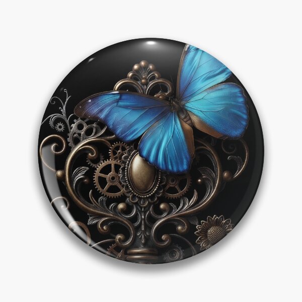 Item preview, Steampunk Victorian Key — Blue Butterfly & Gear Aesthetic designed and sold by SilentFlower.