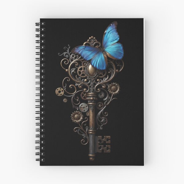 Item preview, Steampunk Victorian Key — Blue Butterfly & Gear Aesthetic designed and sold by SilentFlower.