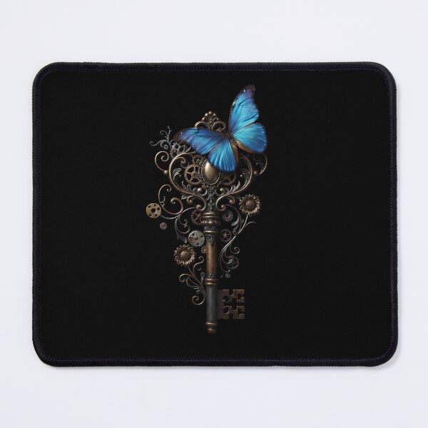 Item preview, Steampunk Victorian Key — Blue Butterfly & Gear Aesthetic designed and sold by SilentFlower.