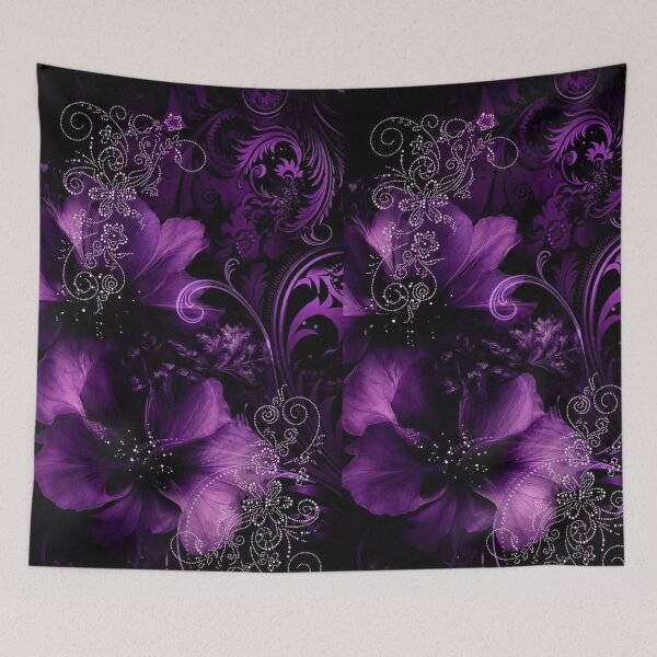 Item preview, Dark Purple Floral Filigree - Frutiger Metro & Gothic Whimsigoth designed and sold by BrontesWhimsyStore.